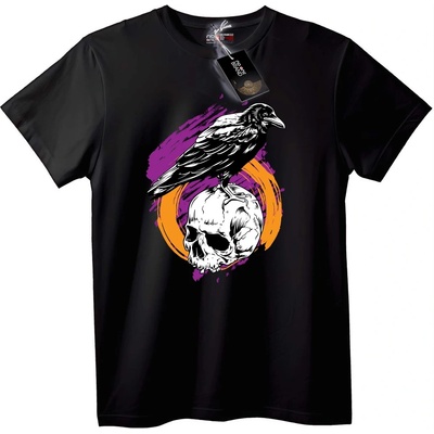 NOONEBRAND Тениска с Гарван и Череп - 2XL, Black