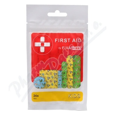 FIXAplast FIRST AID KIDS náplasť MIX stripy rôzne veľkosti tvary a motívy 24 ks