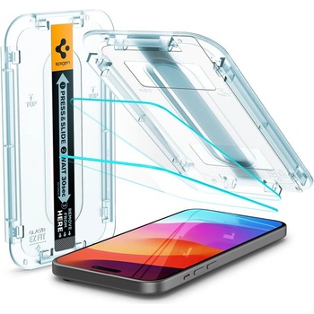 Image 1 of Spigen Glas. tR EZ Fit Tempered Glass 2 Pack - 2 броя стъклени защитни покрития за дисплея на iPhone 15 Pro (прозрачен)