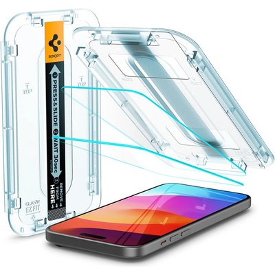 Spigen Glas. tR EZ Fit Tempered Glass 2 Pack - 2 броя стъклени защитни покрития за дисплея на iPhone 15 Pro (прозрачен)