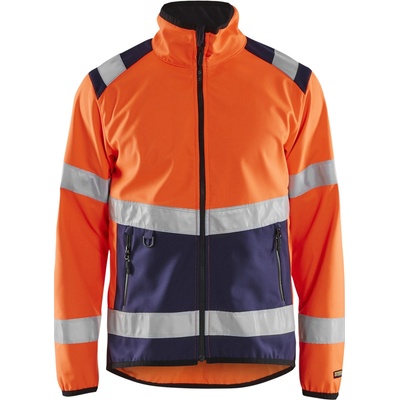 Blåkläder AB 4877 softshellová výstražná bunda oranžová/námornická modrá