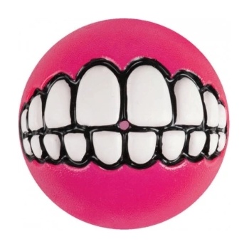 Rogz Grinz Ball L- Кучешка играчка гумена топка с отвор за лакомства 7.8 см. розова