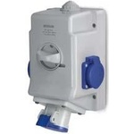 SCAME Промишлен комбиниран контакт 2P+Е 16A+2х шуко и ключ 0/I IP54 серия Optima Combi - 513.1653-2DNS (513.1653-2DNS)