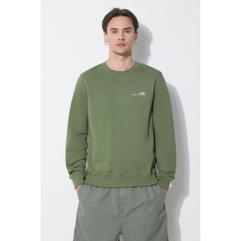 APC Памучен суичър A. P. C. sweat item в зелено с изчистен дизайн COFBQ-H27608 (COFBQ.H27608.KAE)