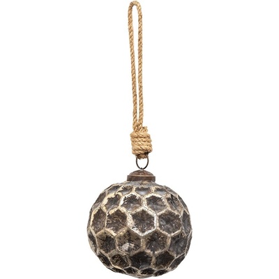 Clayre & Eef Měděná antik skleněná ozdoba Hexagon Copper M Ø 10*10 cm
