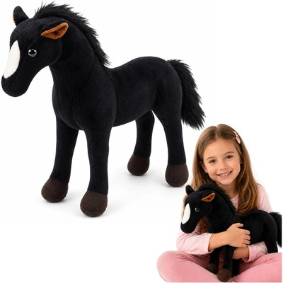 LEAN Toys Čierny plyšový kôň 40 × 37 cm