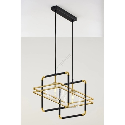 JUPITER 2029 - Пендел FIORI 2xG9/10W/230V черен/златист/прозрачен (10702029)