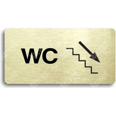 ACCEPT Piktogram WC VPRAVO DOLŮ - zlatá tabulka - černý tisk bez rámečku