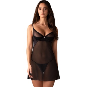 Obsessive Stelisa Chemise & Thong Black XXL/XXXL