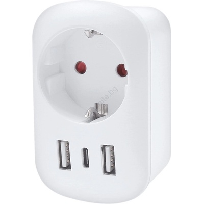 Solight PA03UK - Пътен адаптер за Великобритания 230V с 2x USB-A + 1x USB-C (SL1661)