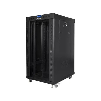 Lanberg Комуникационен шкаф, Lanberg rack cabinet 19" free-standing 22U/600x800 (flat pack) with glass door lcd black v2 (FF01-6822-12BL)