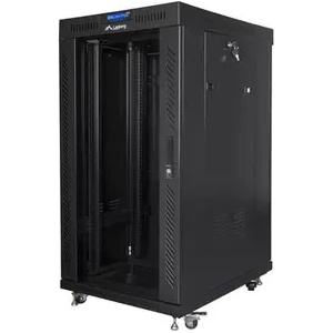 Lanberg Комуникационен шкаф, Lanberg rack cabinet 19" free-standing 22U/600x800 (flat pack) with glass door lcd black v2 (FF01-6822-12BL)