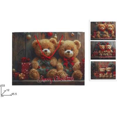 MAKRO - Taška vianočná medvedík 45,5x33x12cm rôzne motívy