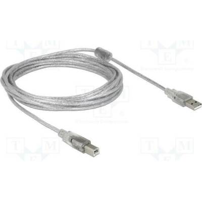 Delock 83896 USB 2.0 USB A vidlice USB B vidlice 5m průhledný