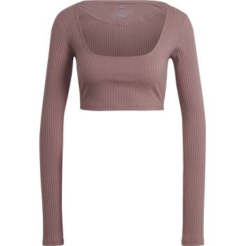 adidas Дамска къса блуза Adidas Studio Lounge Ribbed Cropped Long Sleeve Top Womens - Wonoxi