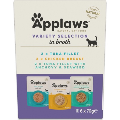 Applaws kapsičky vo vývare 6 x 70 g mix s tuniakom a kuracím 3 druhy