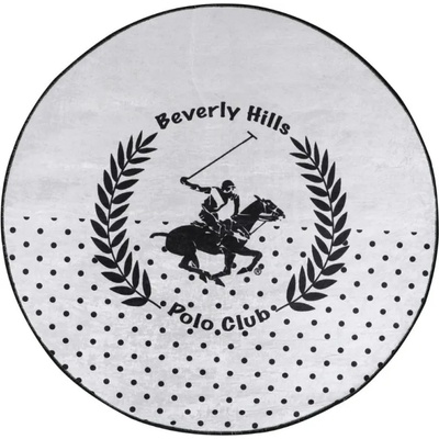 Beverly Hills Polo Club Килим Beverly Hills Polo Club 586BHP1124, 120 см, Кадифе, Полиестер, 1000 г/кв2, Антибактериален, Бял/черен (586BHP1124)