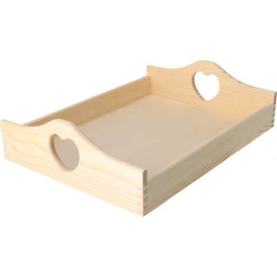 ČistéDřevo Drevený servírovací podnos 40x30cm so srdiečkom