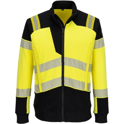 Portwest hi-vis pw3 modaflame fr717 / Светлоотразителна качулка с цип, забавяща горенето - hv жълто/черно s (fr717ybrs)