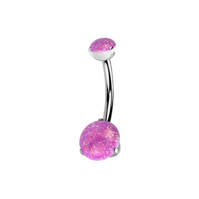 Šperky4U piercing do pupíku TITAN růžový opál TIT1145-OP22