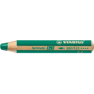 Stabilo Pastelka STABILO woody 3 v 1 barvička vodovka voskovka tmavě zelená 445848