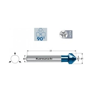Karnasch Зенкер Ø 30 mm, 90°, HSS-XE с BLUE-TEC, опашка 12.0 mm, DIN 335 форма C (1505)