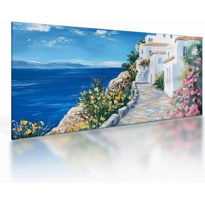 Sklenený obraz - Ulička pri mori, jednodielne 100x50 cm na skle