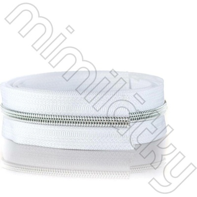 Zip spirálový 5mm metráž bílá/stříbrná