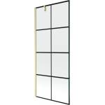 Mexen Next параван за вана 1-крилен 80 x 150 cm, черна решетка, златен четкан - 895-080-000-00-77-55 (895-080-000-00-77-55)