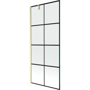 Mexen Next параван за вана 1-крилен 80 x 150 cm, черна решетка, златен четкан - 895-080-000-00-77-55 (895-080-000-00-77-55)