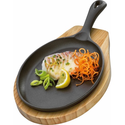 Küchenprofi BBQ Grilovací/servírovací pánev s prkénkem oválná 39x20x5 cm