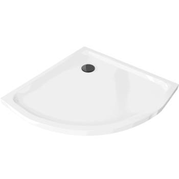 Mexen Flat полукръгъл тънък душ корито 100 x 100 см, бял, сифон черен - 41101010B (41101010B)
