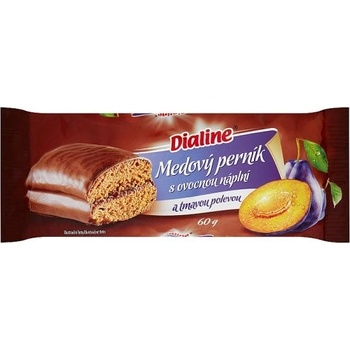 Dialine Medový perník s ovocnou náplní a tmavou polevou 60 g