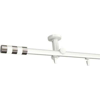 KovovégarnýžeCZ Stropní garnýž Imperial broadway 19 mm bílá lesklá Jednořadá jezdec s háčkem 160 cm