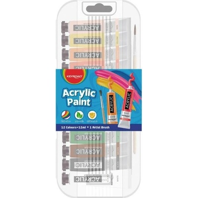 Akrylové farby KEYROAD, 12 x 12 ml, mix farieb