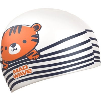 Mad Wave tiger swim cap бял