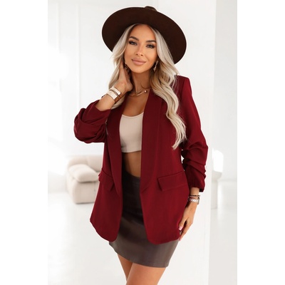 Numoco basic dámské klasické sako s nařasenými rukávy Bordó – Hledejceny.cz