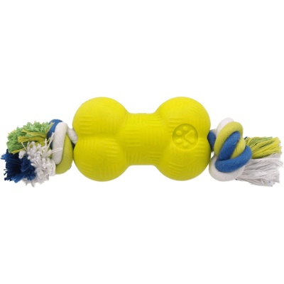Dog Fantasy Plaček Strong Foamed kosť guma s povrazom 8,8 cm