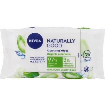 Nivea Naturally Good Organic Aloe Vera почистващи кърпички за лице 25 бр