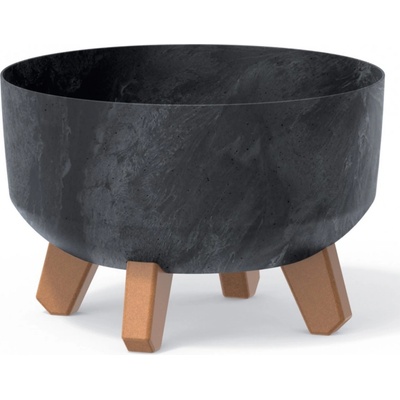 Prosperplast Květináč GRACIA LOW BETON EFFECT antracit 23,5 cm