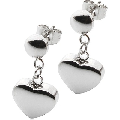 BM Jewellery Náušnice srdce z chirurgické oceli S379050