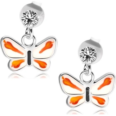 Šperky eshop čirý krystalek Swarovski bílo-oranžový motýlek PC15.17