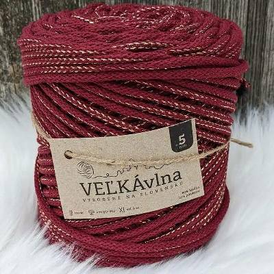 Velká vlna Špagát 5mm Vánoční pivoňka s lurexem