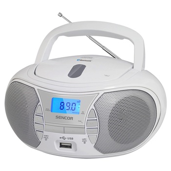 Sencor SPT 2700BK бумбокс, портативен магнетофон, Bluetooth, USB, MP3, бял (SPT 2700WH) (SPT 2700WH)