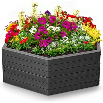 Prosperplast Vyvýšený záhon BASE WOODY, 148cm, antracitová IBWH-S433