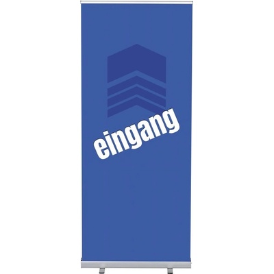 Jansen Display Set Roll-baneru Budget s vytištěným motivem, Vchod, modrý, německy, 870 x 2080 mm