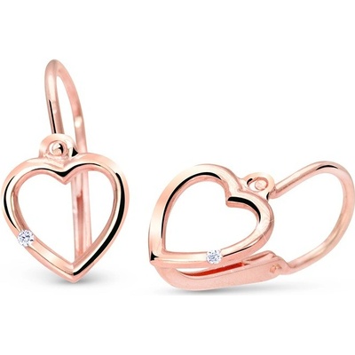 Cutie Jewellery Zlaté srdíčkové náušničky se zirkonem C2761-10-X-4 bílá