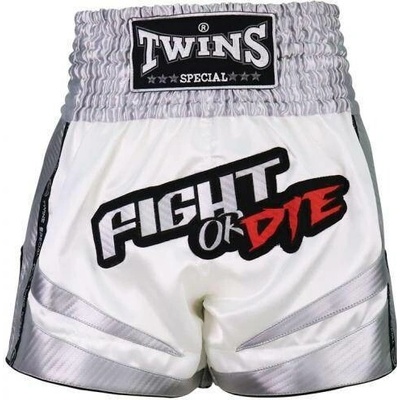 Twins trenky na thajský Fight or Die bílá/stříbrná