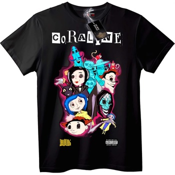NOONEBRAND Тениска Каролайн и Герои на Tim Burton - XL, Black