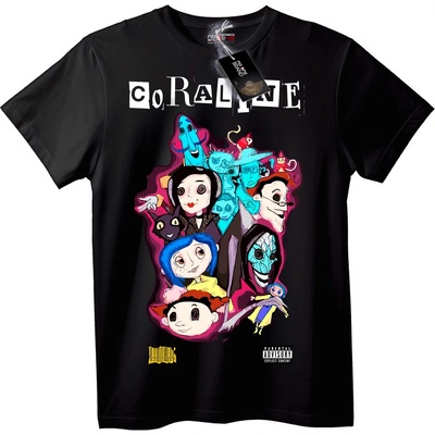 NOONEBRAND Тениска Каролайн и Герои на Tim Burton - XL, Black
